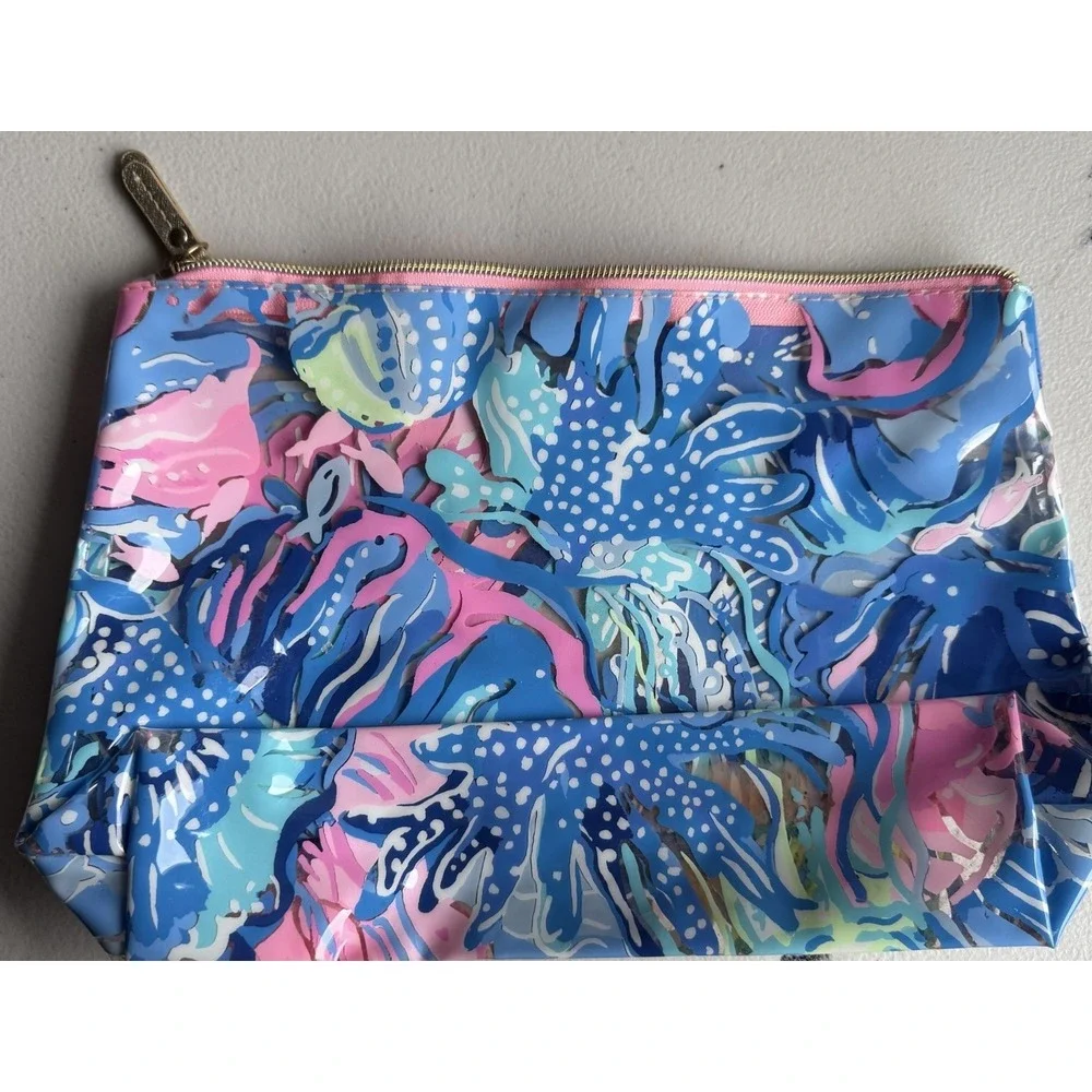Lilly Pulitzer‎ GWP Cosmetic Makeup Pouch Saltwater Shell Seek Tropical